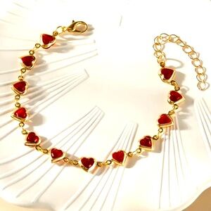 Dainty Red and Gold Gemstone Bracelet